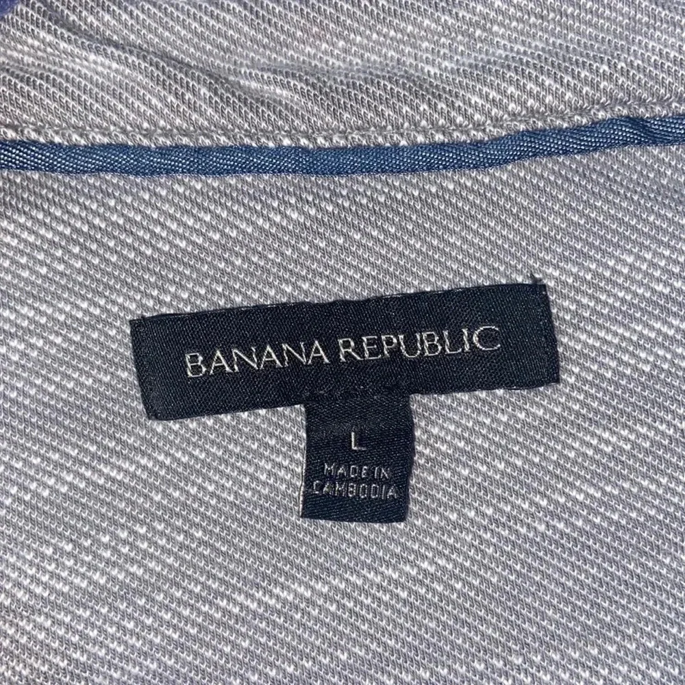 Men’s large Banana Republic grey gray‎ polo shirt preppy neutral polo